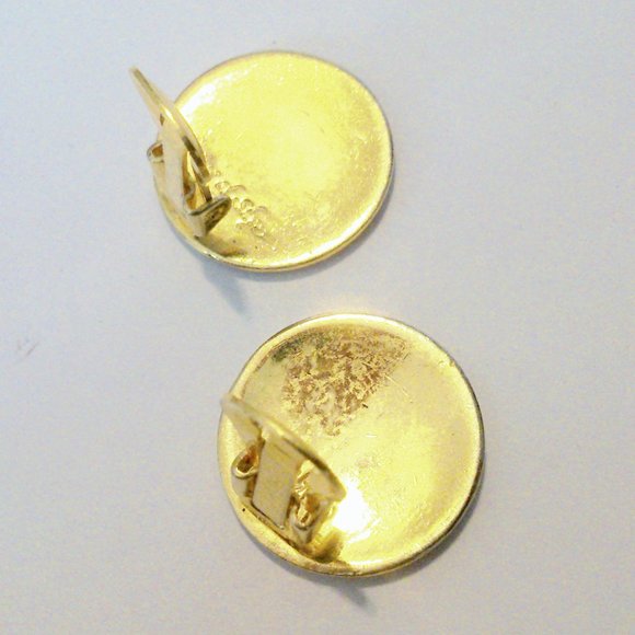 Vintage ISLE OF SKYE Pink & Aqua Lily Enameled Cloisonne Clip-on Earrings - Picture 2 of 3